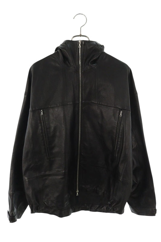 OUR LEGACY Hooded Calfskin Leather Jacket Black Size S