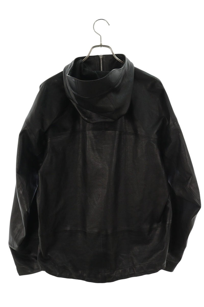 OUR LEGACY Hooded Calfskin Leather Jacket Black Size S