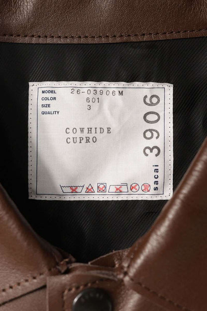 Sacai 26SS Layered Leather Coach Jacket Brown Size L