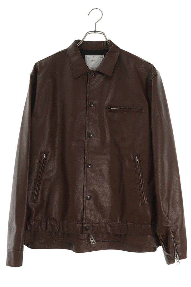 Sacai 26SS Layered Leather Coach Jacket Brown Size M