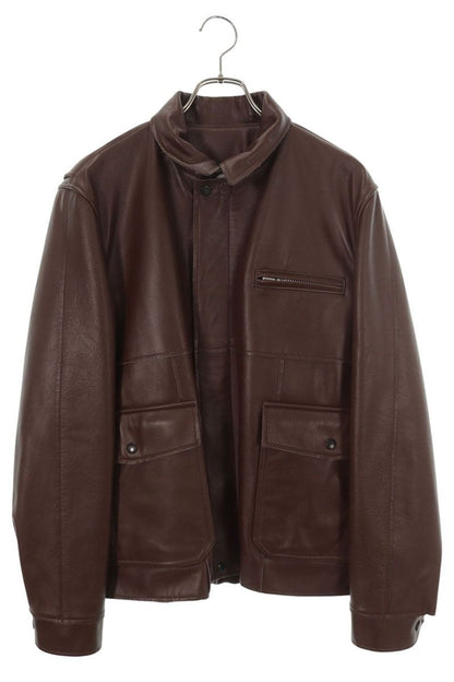 Sacai 26SS Cow Leather Zip-Up Jacket Brown Size 2