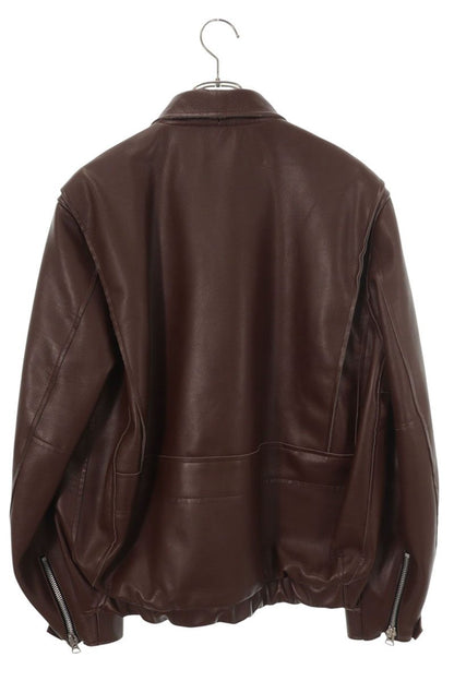 Sacai 26SS Cow Leather Zip-Up Jacket Brown Size 2