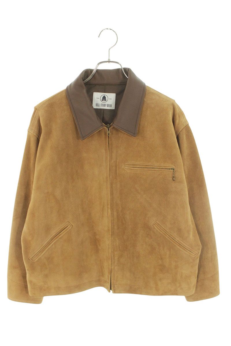 BELL STAMP WEAR Zip Goat Suede Leather Jacket Brown Size M