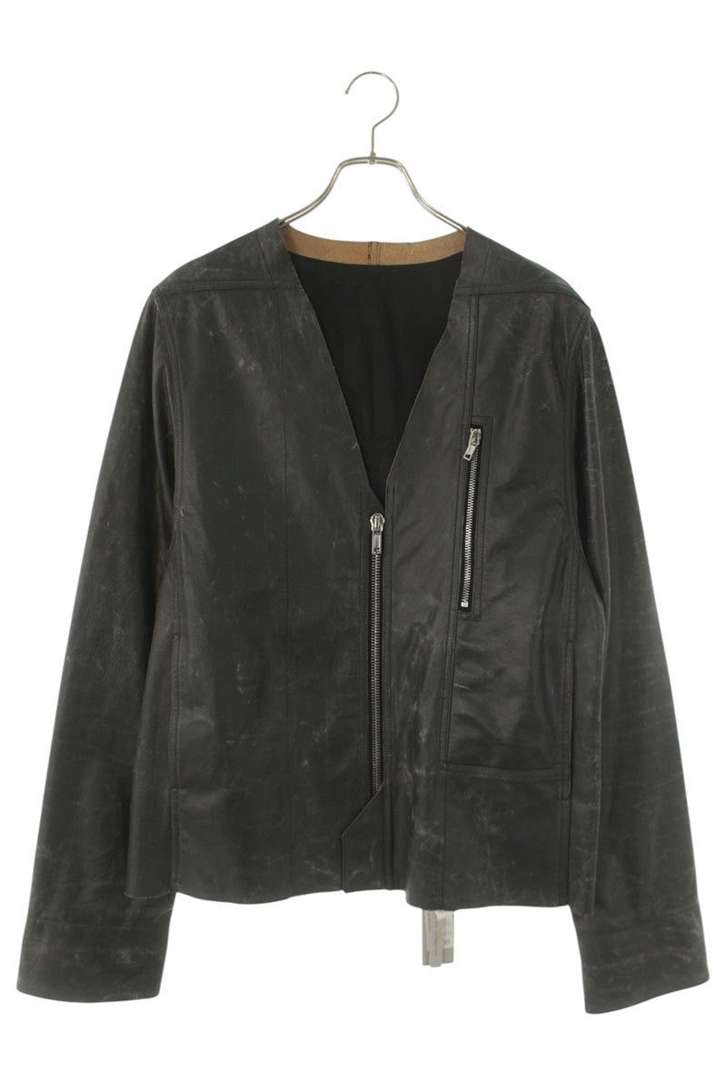 Rick Owens V SAFETY Cowhide V-Neck Leather Jacket Size 50