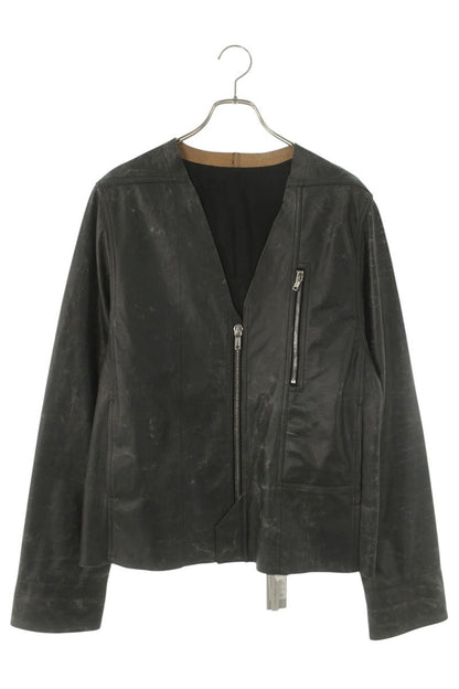 Rick Owens V SAFETY Cowhide V-Neck Leather Jacket Size 50
