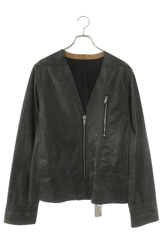 Rick Owens V SAFETY Cowhide V-Neck Leather Jacket Size 50
