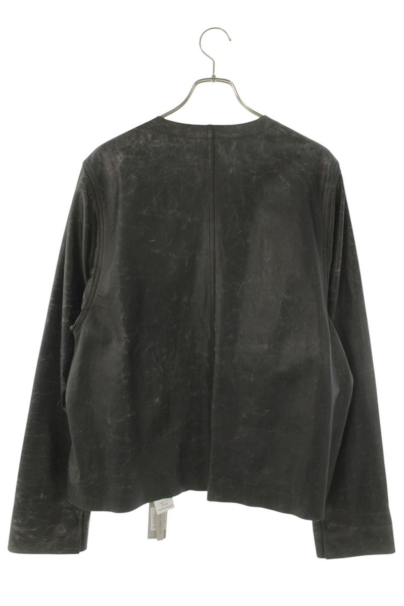 Rick Owens V SAFETY Cowhide V-Neck Leather Jacket Size 50
