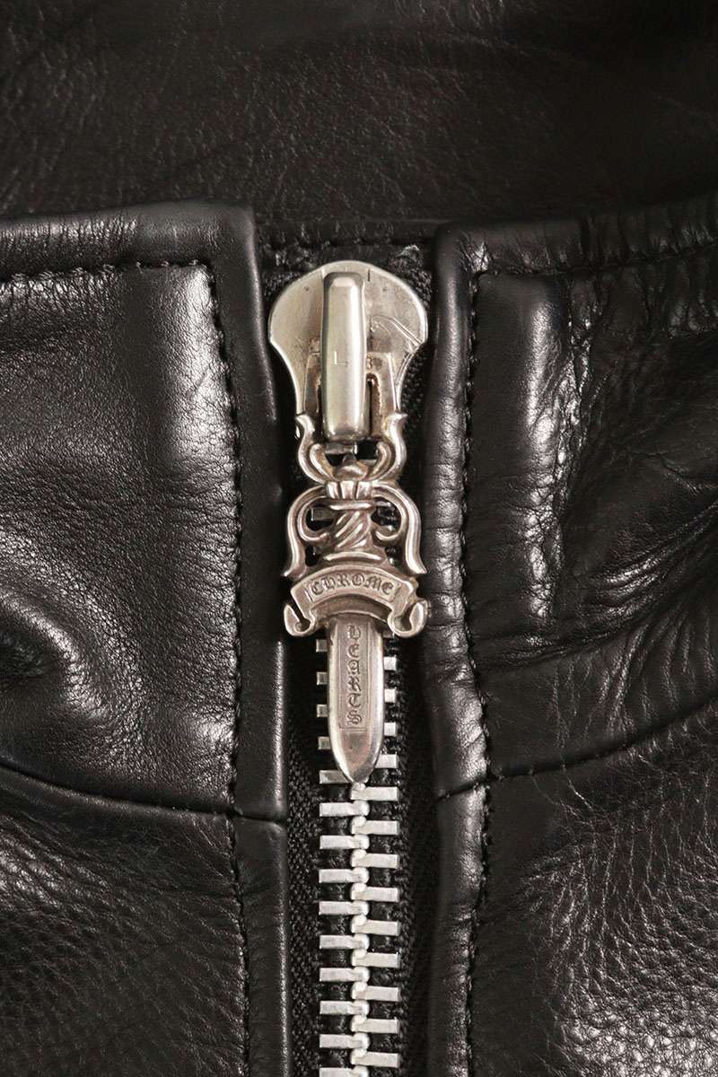 Chrome Hearts Perfect Leather Dagger Zip Jacket Black Size M
