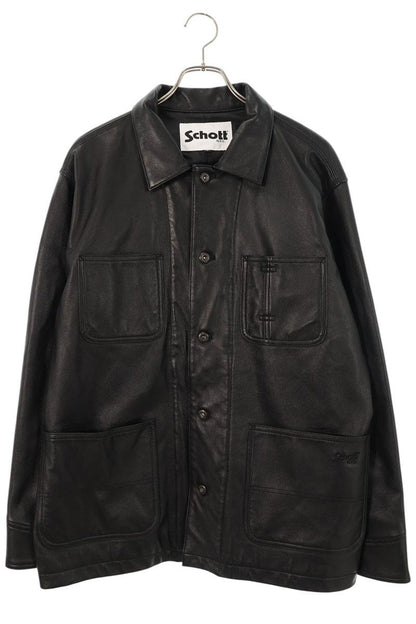 schott Lamb Leather Coverall Jacket Black Size L