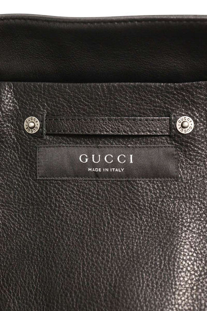 GUCCI Horsebit Black Leather Jacket Size M