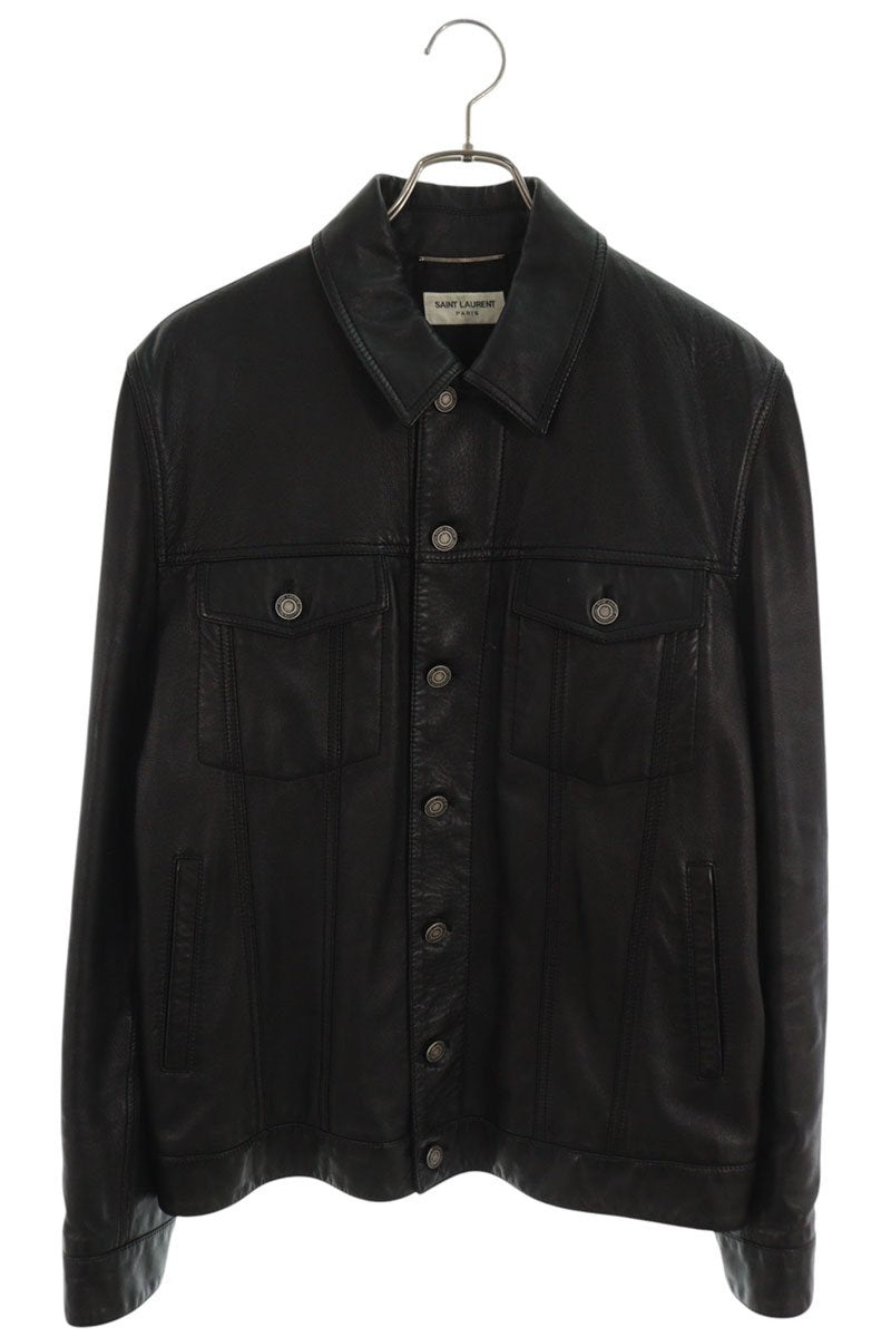 SAINT LAURENT PARIS Lambskin Leather Trucker Jacket Size XL