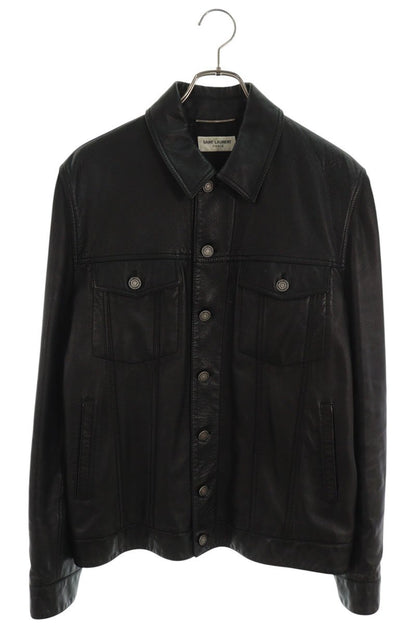 SAINT LAURENT PARIS Lambskin Leather Trucker Jacket Size XL