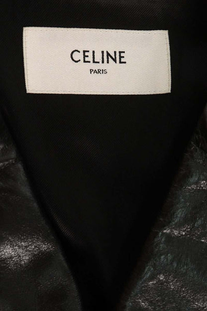 CELINE 24AW Straight Cut Lambskin Jacket Black Size 44