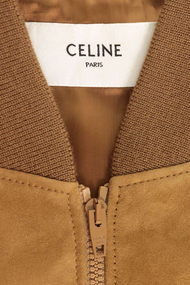 CELINE Suede Lambskin Leather Jacket Beige Size 50