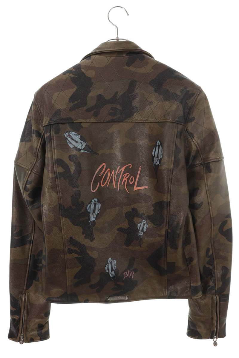 Chrome Hearts CRETIN LTHR Quilted Rider Jacket Brown Size M