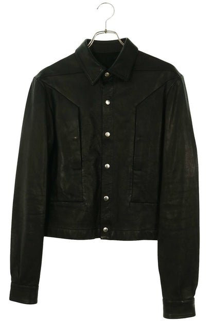 Rick Owens ALICE STROBE Lamb Leather Jacket Black Size 46