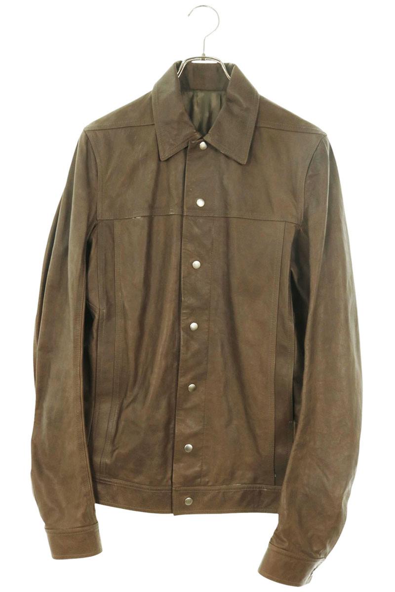 Rick Owens WORKER JACKET Cowhide Leather Brown Size 50