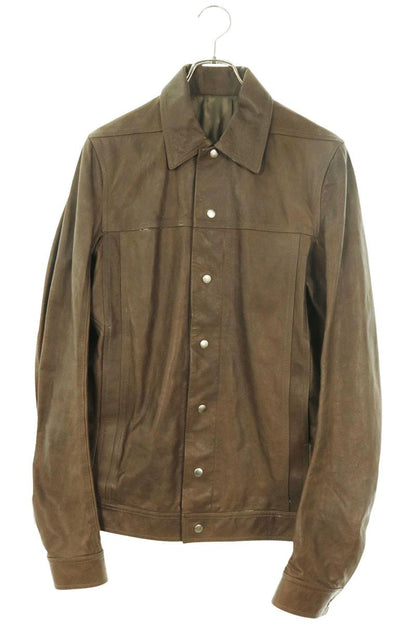 Rick Owens WORKER JACKET Cowhide Leather Brown Size 50