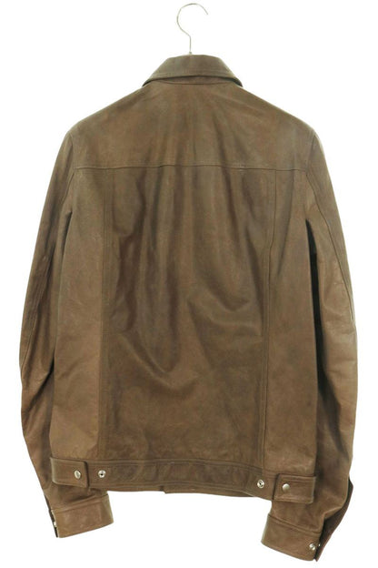 Rick Owens WORKER JACKET Cowhide Leather Brown Size 50