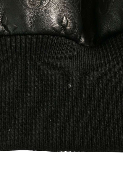 LOUISVUITTON Monogram Wool Sleeve Leather Jacket Size 50