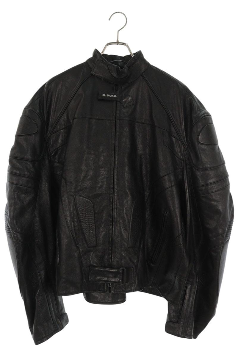 BALENCIAGA Oversized Biker Cowhide Jacket Black Size 1