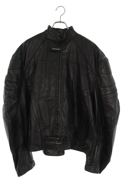 BALENCIAGA Oversized Biker Cowhide Jacket Black Size 1