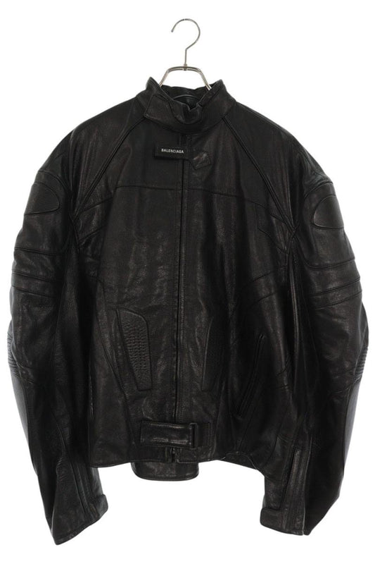 BALENCIAGA Oversized Biker Cowhide Jacket Black Size 1