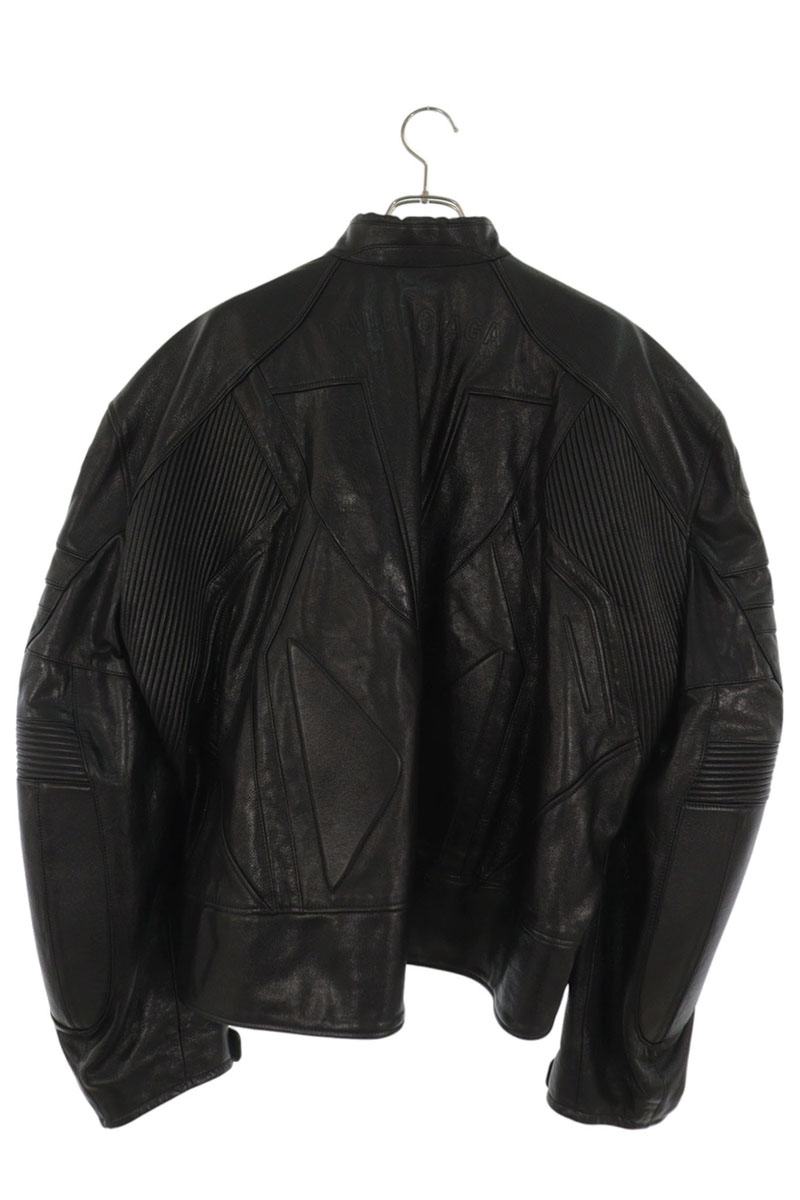 BALENCIAGA Oversized Biker Cowhide Jacket Black Size 1