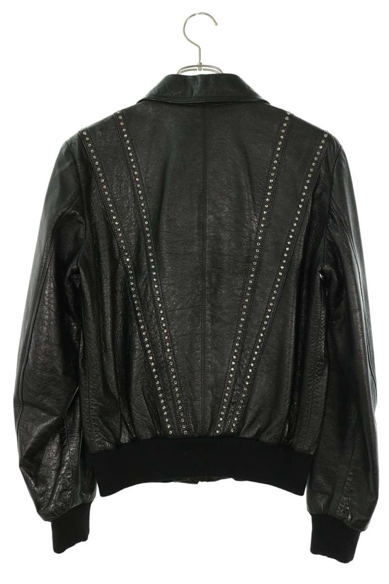 CELINE 19SS Lambskin Rhinestone Leather Jacket Black Size 46