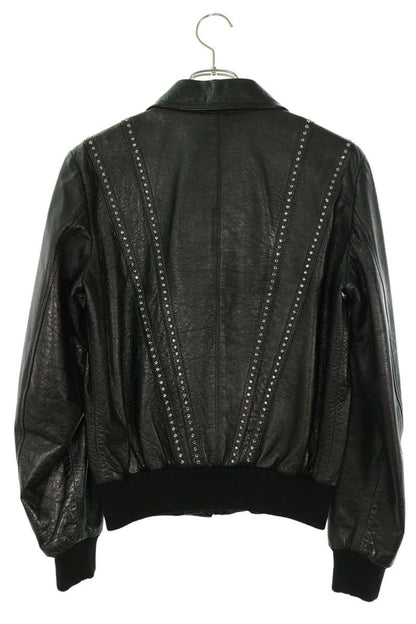 CELINE 19SS Lambskin Rhinestone Leather Jacket Black Size 46