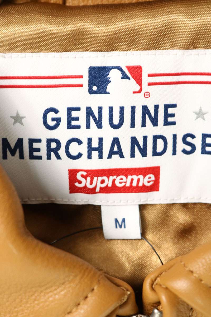 SUPREME 22AW NY Yankees Kanji Leather Jacket Brown Size M