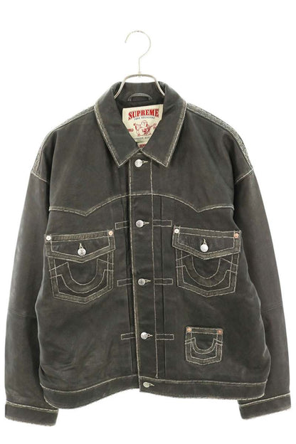 SUPREME x TRUE RELIGION Leather Trucker Jacket Black Size XL