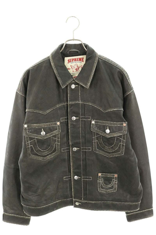 SUPREME x TRUE RELIGION Leather Trucker Jacket Black Size XL
