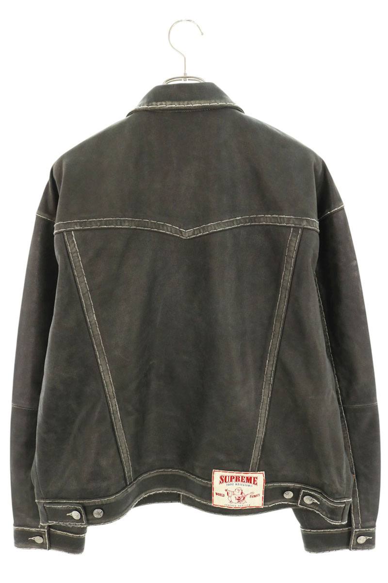 SUPREME x TRUE RELIGION Leather Trucker Jacket Black Size XL