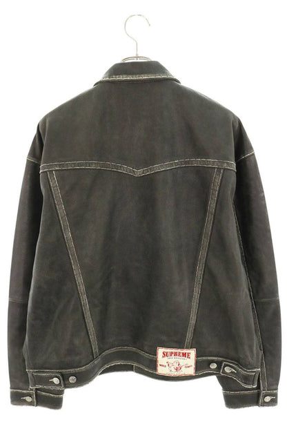 SUPREME x TRUE RELIGION Leather Trucker Jacket Black Size XL