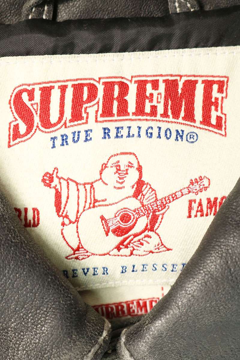 SUPREME x TRUE RELIGION Leather Trucker Jacket Black Size XL