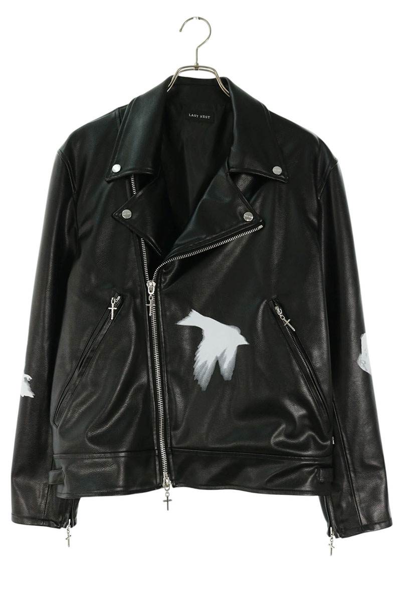 LAST NEST Double Breasted Faux Leather Jacket Size M