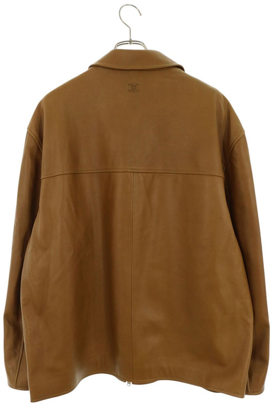 CELINE Plongé Lambskin Zip Single Jacket Brown Size 50