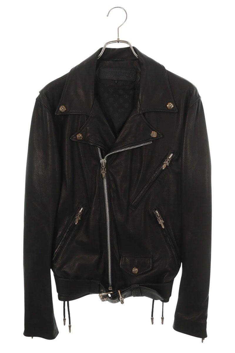 Chrome Hearts JJ DEAN Dagger Zip Leather Jacket Black Size L