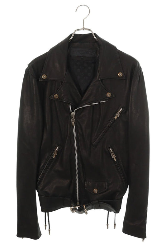 Chrome Hearts JJ DEAN Dagger Zip Leather Jacket Black Size L