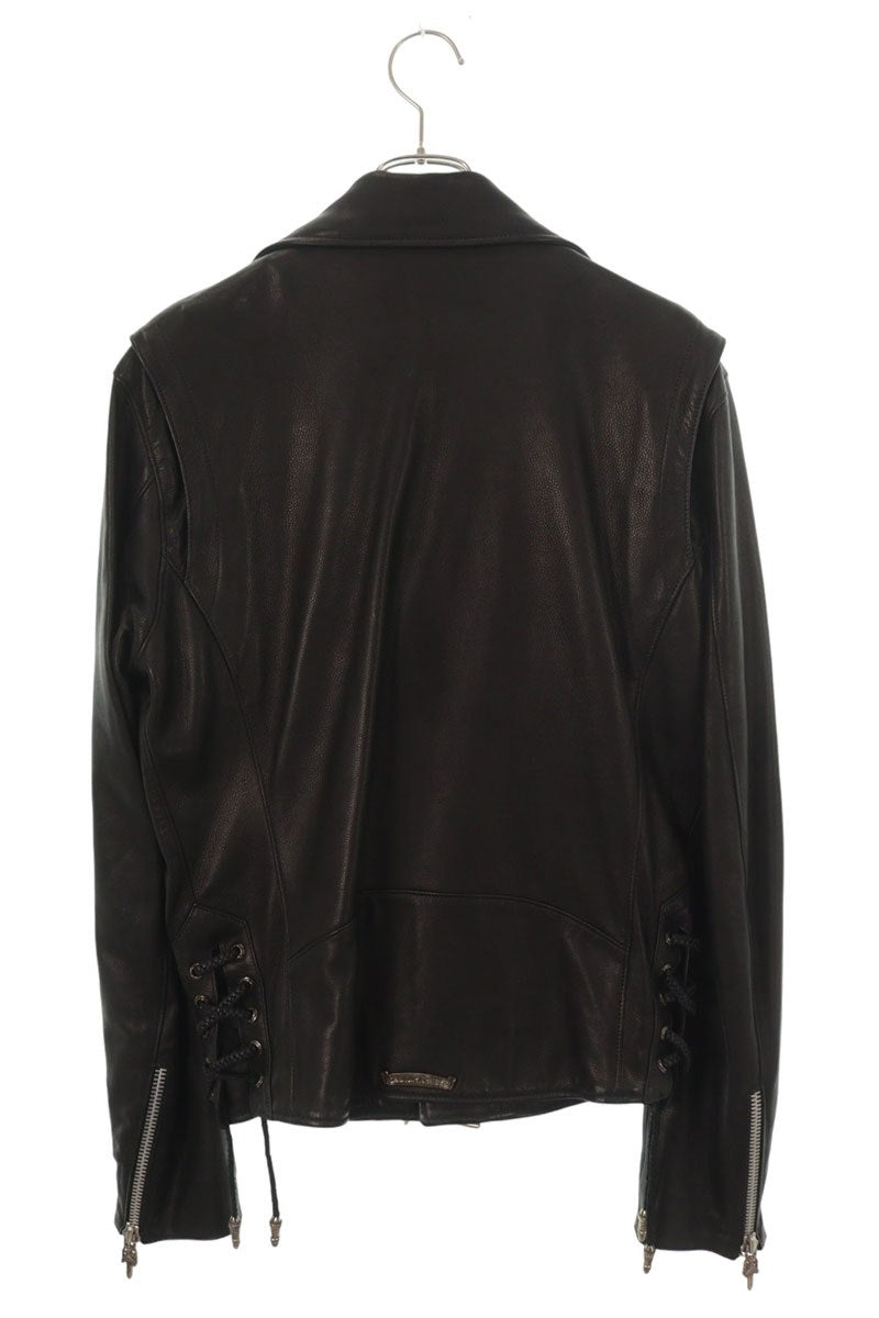 Chrome Hearts JJ DEAN Dagger Zip Leather Jacket Black Size L