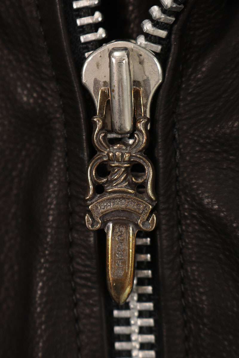 Chrome Hearts JJ DEAN Dagger Zip Leather Jacket Black Size L