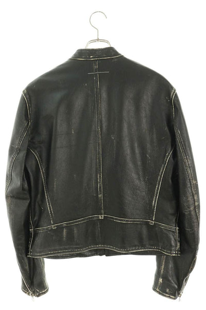 MM6 22AW Aged Figure 8 Zip Riders Leather Jacket Size 50