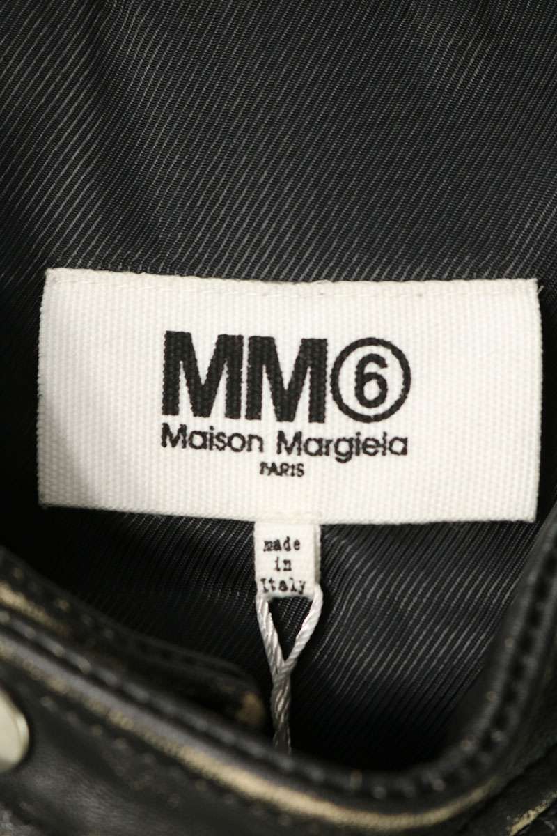 MM6 22AW Aged Figure 8 Zip Riders Leather Jacket Size 50