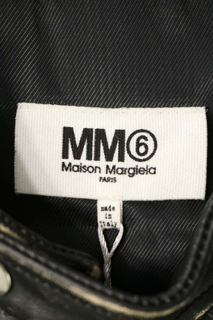 MM6 22AW Aged Figure 8 Zip Riders Leather Jacket Size 50