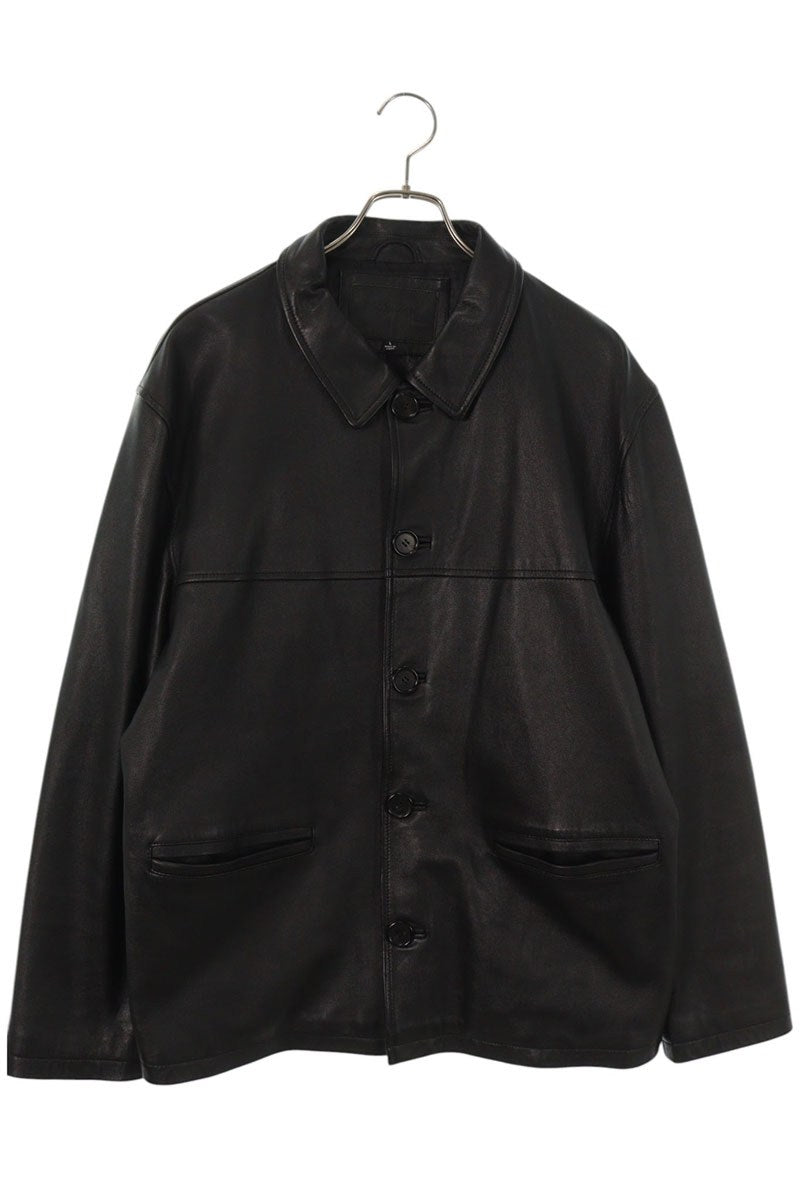 STUSSY Front Button Leather Jacket Black Size L