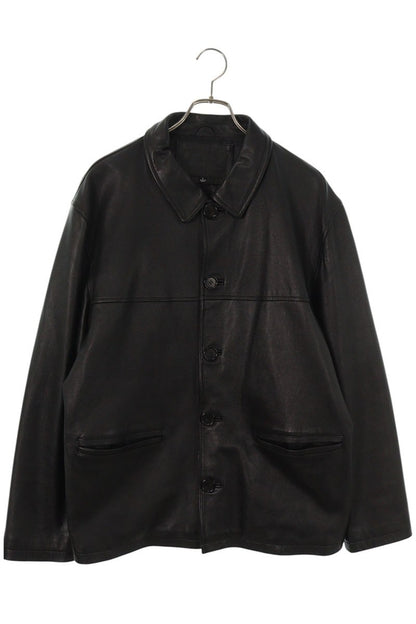 STUSSY Front Button Leather Jacket Black Size L