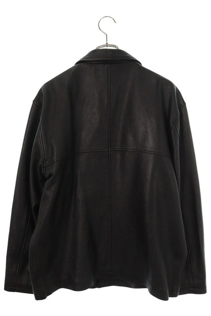 STUSSY Front Button Leather Jacket Black Size L