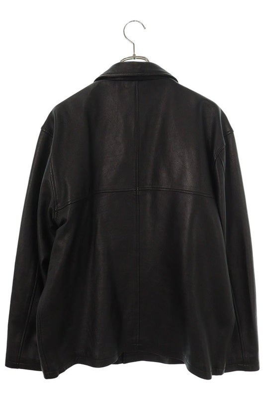 STUSSY Front Button Leather Jacket Black Size L