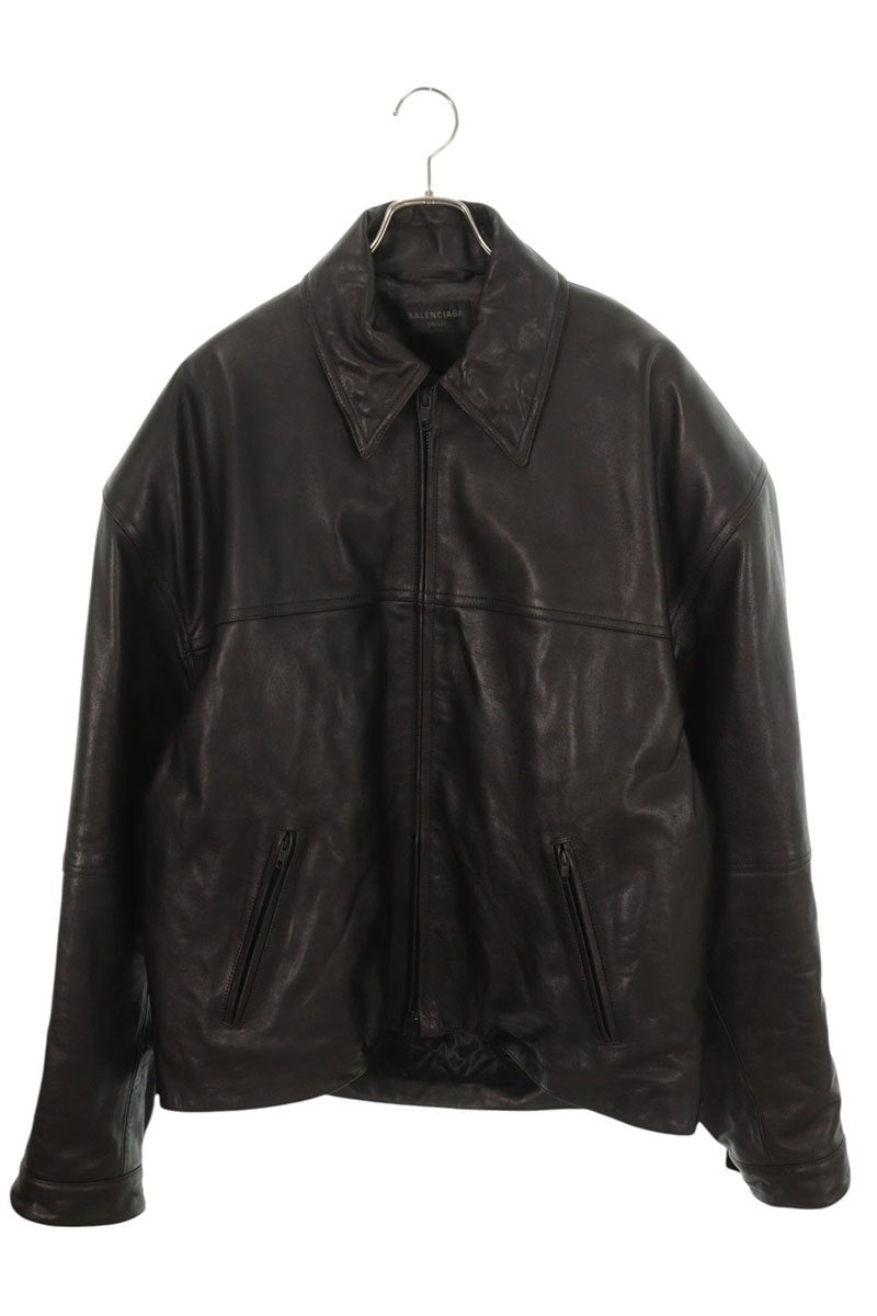 BALENCIAGA 24SS Cocoon Zip-Up Leather Jacket Black Size M